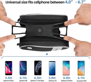 Preview: ROCKBROS | Fahrrad Rahmentasche mit 360° drehbarer Handytasche – Für Smartphones bis 6,5 Zoll, Praktisches Fahrradzubehör mit Handyhalter